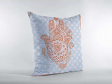 18” Blue Orange Hamsa Suede Zippered Throw Pillow - Homeroots - Flyclothing LLC