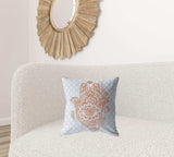 18” Blue Orange Hamsa Suede Zippered Throw Pillow - Homeroots - Flyclothing LLC