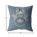 16” Slate Blue Hamsa Suede Zippered Throw Pillow - Homeroots - Flyclothing LLC