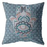 18” Slate Blue Hamsa Suede Zippered Throw Pillow - Homeroots - Flyclothing LLC