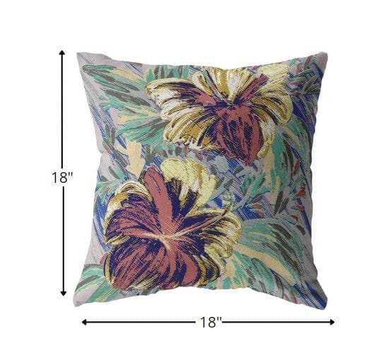 18” Terracotta Hibiscus Zippered Suede Throw Pillow - Homeroots - Flyclothing LLC