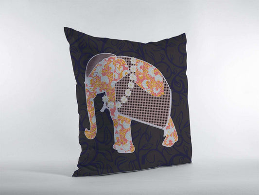 16” Orange Elephant Zippered Suede Throw Pillow - Homeroots - Flyclothing LLC