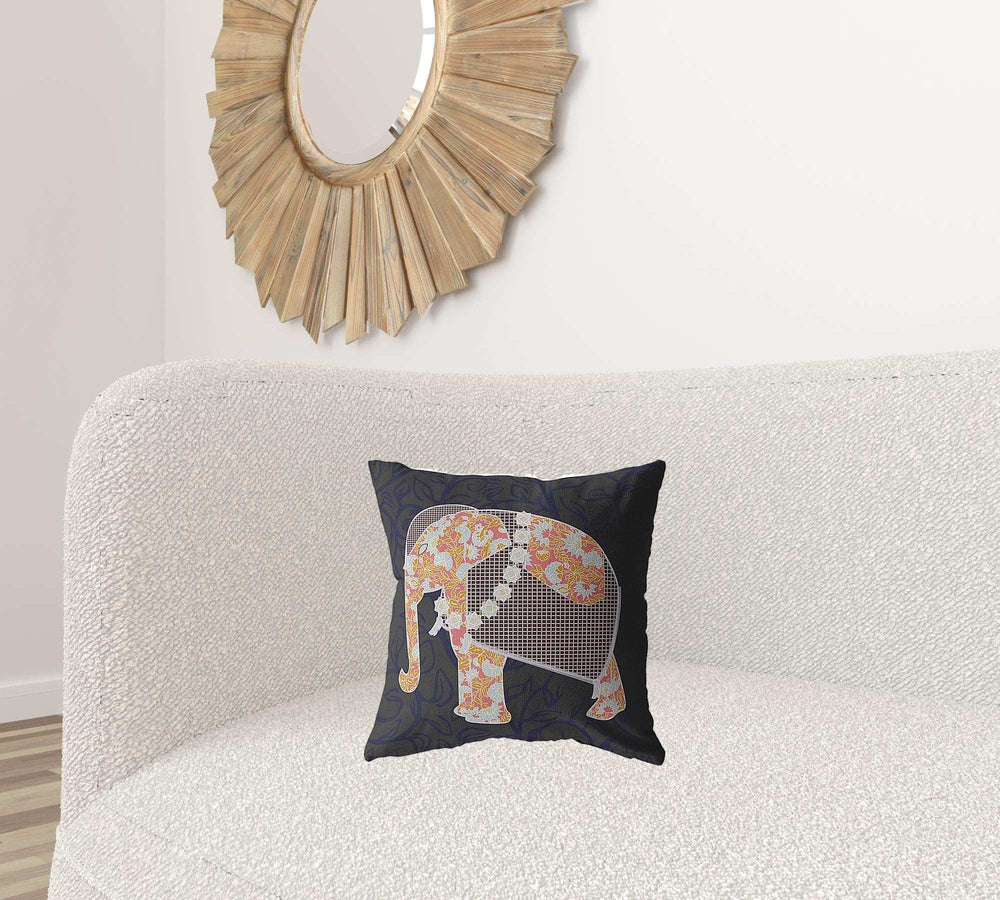 16” Orange Elephant Zippered Suede Throw Pillow - Homeroots - Flyclothing LLC