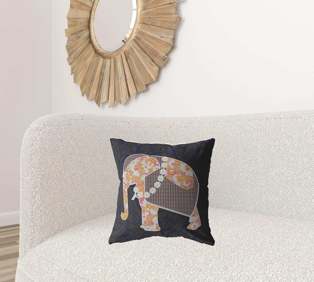 18” Orange Elephant Zippered Suede Throw Pillow - Homeroots - Flyclothing LLC