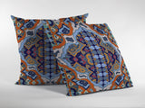 18" Orange Blue Boho Zippered Suede Throw Pillow - Homeroots - Flyclothing LLC