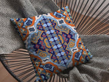 18" Orange Blue Boho Zippered Suede Throw Pillow - Homeroots - Flyclothing LLC
