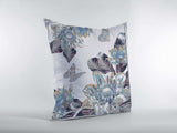 18” Gray White Butterfly Zippered Suede Throw Pillow - Homeroots - Flyclothing LLC