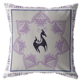 18” Gray Purple Horse Zippered Suede Throw Pillow - Homeroots - Flyclothing LLC