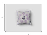 18” Gray Purple Horse Zippered Suede Throw Pillow - Homeroots - Flyclothing LLC