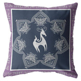 16” Navy Purple Horse Zippered Suede Throw Pillow - Homeroots - Flyclothing LLC