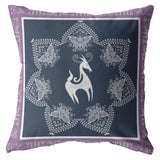 18” Navy Purple Horse Zippered Suede Throw Pillow - Homeroots - Flyclothing LLC