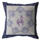 16” Gray Purple Horse Zippered Suede Throw Pillow - Homeroots - Flyclothing LLC