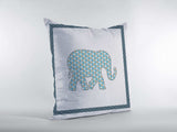18” Blue White Elephant Zippered Suede Throw Pillow - Homeroots - Flyclothing LLC