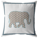 16” Gold White Elephant Zippered Suede Throw Pillow - Homeroots - Flyclothing LLC