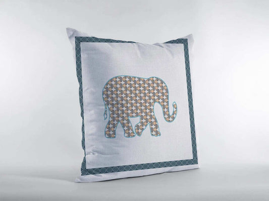 16” Gold White Elephant Zippered Suede Throw Pillow - Homeroots - Flyclothing LLC