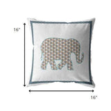16” Gold White Elephant Zippered Suede Throw Pillow - Homeroots - Flyclothing LLC
