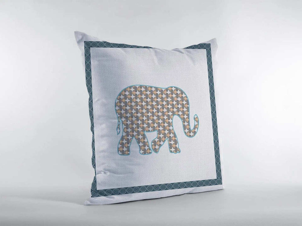 18” Gold White Elephant Zippered Suede Throw Pillow - Homeroots - Flyclothing LLC
