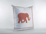 16” Orange White Elephant Zippered Suede Throw Pillow - Homeroots - Flyclothing LLC