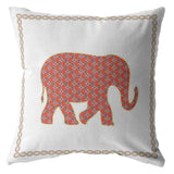 18” Orange White Elephant Zippered Suede Throw Pillow - Homeroots - Flyclothing LLC