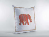 18” Orange White Elephant Zippered Suede Throw Pillow - Homeroots - Flyclothing LLC