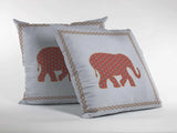 18” Orange White Elephant Zippered Suede Throw Pillow - Homeroots - Flyclothing LLC