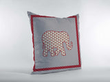 16” Red Gray Elephant Zippered Suede Throw Pillow - Homeroots - Flyclothing LLC