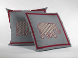 18” Red Gray Elephant Zippered Suede Throw Pillow - Homeroots - Flyclothing LLC