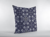 18" Navy Boho Pattern Zippered Suede Throw Pillow - Homeroots - Flyclothing LLC