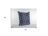 18" Navy Boho Pattern Zippered Suede Throw Pillow - Homeroots - Flyclothing LLC