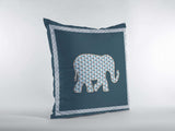 16” Spruce Blue Elephant Zippered Suede Throw Pillow - Homeroots - Flyclothing LLC