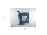 16” Spruce Blue Elephant Zippered Suede Throw Pillow - Homeroots - Flyclothing LLC