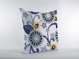 16” Navy White Floral Suede Zippered Throw Pillow - Homeroots - Flyclothing LLC