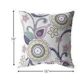 16” White Yellow Floral Suede Zippered Throw Pillow - Homeroots - Flyclothing LLC