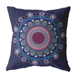 16"x16" Navy Zippered Suede Floral Throw Pillow - Homeroots - Flyclothing LLC