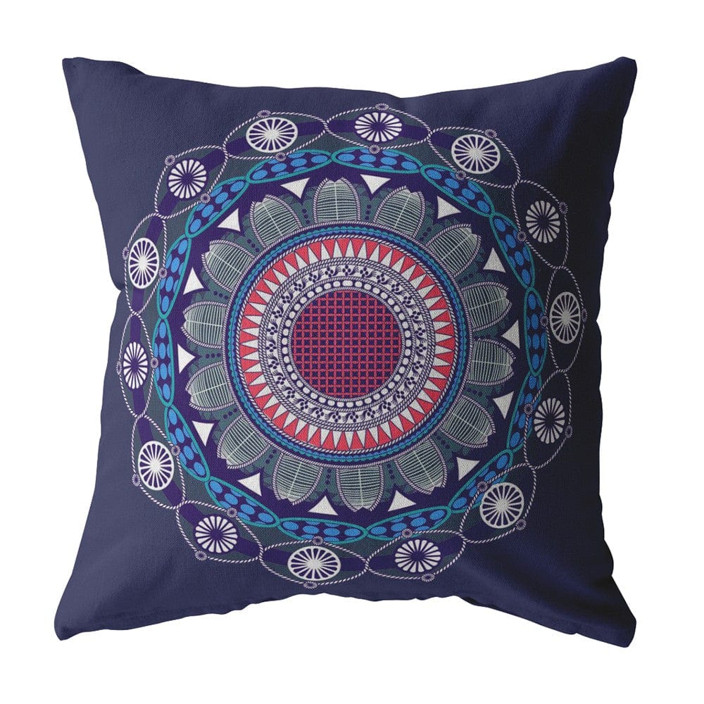18"x18" Navy Zippered Suede Floral Throw Pillow - Homeroots - Flyclothing LLC
