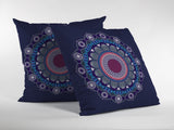 18"x18" Navy Zippered Suede Floral Throw Pillow - Homeroots - Flyclothing LLC