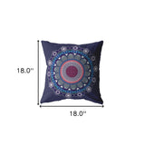 18"x18" Navy Zippered Suede Floral Throw Pillow - Homeroots - Flyclothing LLC