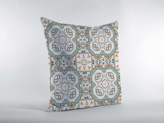 16” Blue Orange Mandala Zippered Suede Throw Pillow - Homeroots - Flyclothing LLC