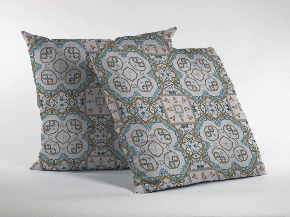 16” Blue Orange Mandala Zippered Suede Throw Pillow - Homeroots - Flyclothing LLC