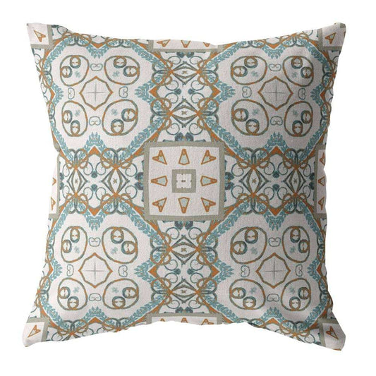 18” Blue Orange Mandala Zippered Suede Throw Pillow - Homeroots - Flyclothing LLC