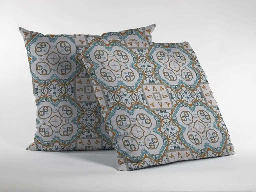 18” Blue Orange Mandala Zippered Suede Throw Pillow - Homeroots - Flyclothing LLC