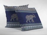 16” Navy Ornate Elephant Zippered Suede Throw Pillow - Homeroots - Flyclothing LLC