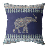 18” Navy Ornate Elephant Zippered Suede Throw Pillow - Homeroots - Flyclothing LLC