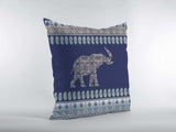 18” Navy Ornate Elephant Zippered Suede Throw Pillow - Homeroots - Flyclothing LLC