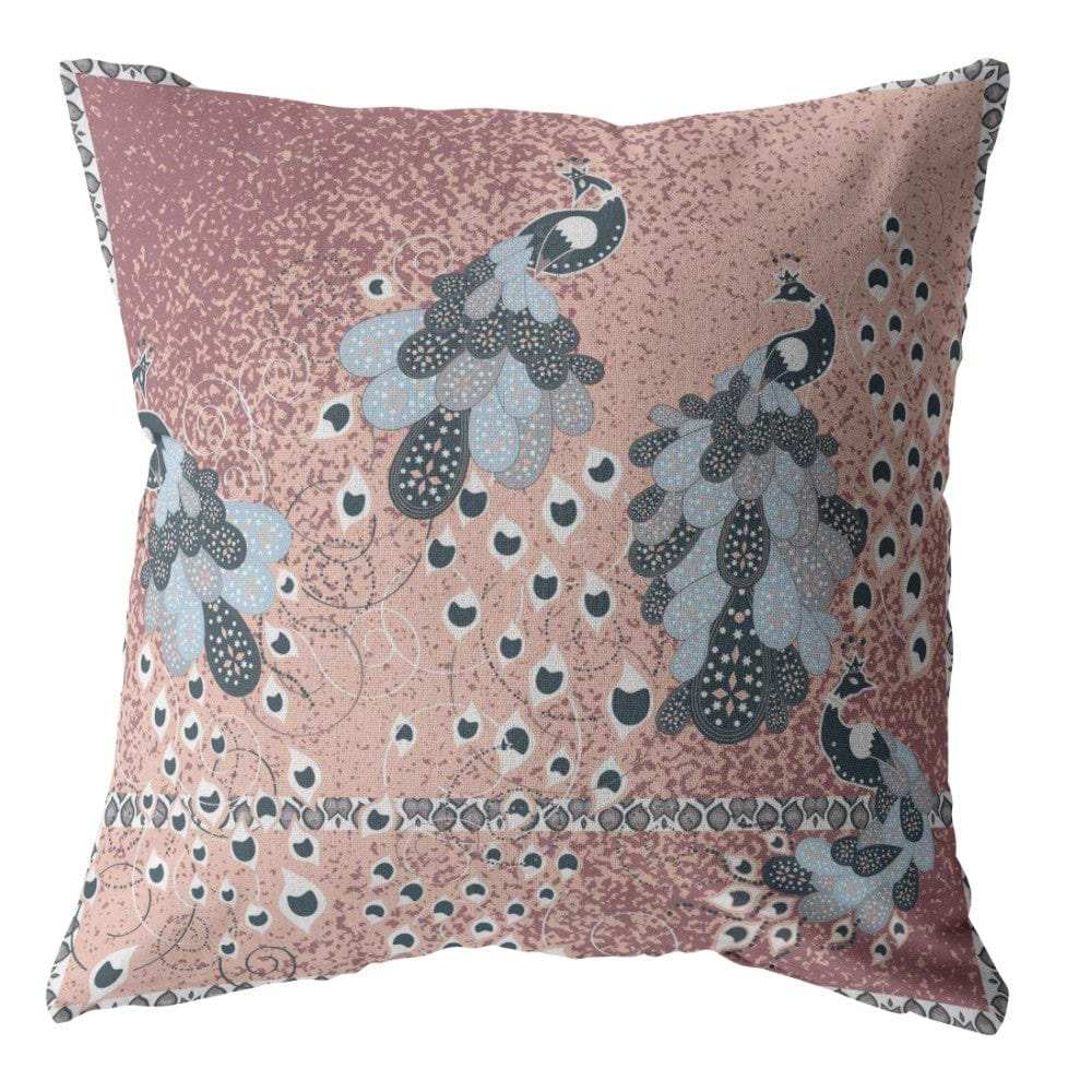 18” Dusty Pink Boho Bird Zippered Suede Throw Pillow - Homeroots - Flyclothing LLC