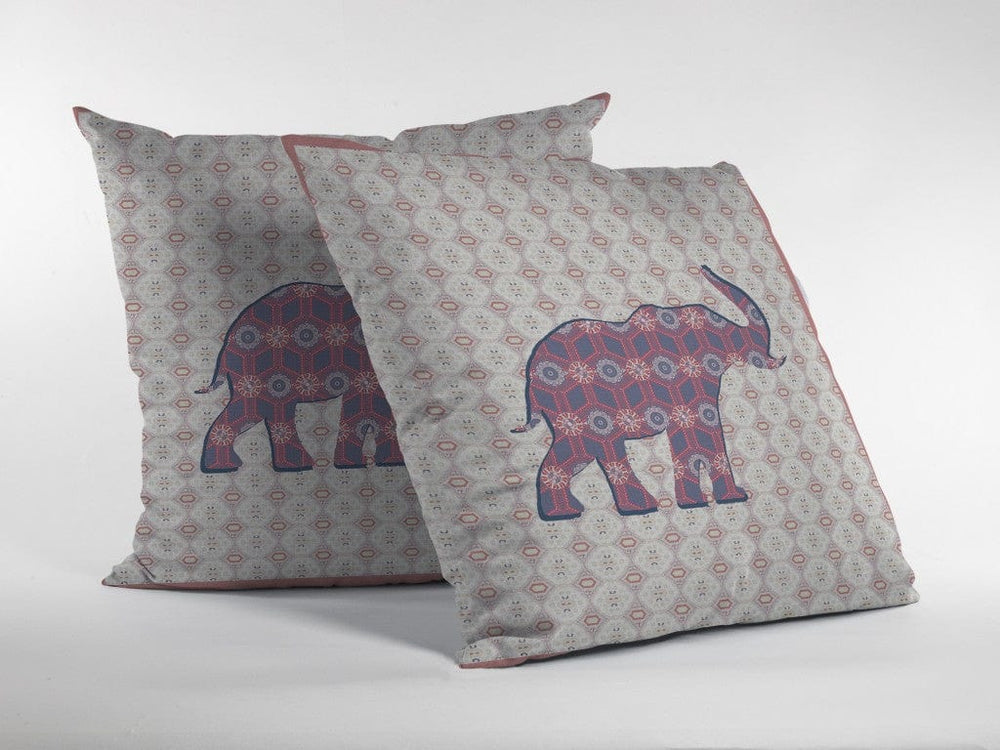 16" Magenta Elephant Zip Suede Throw Pillow - Homeroots - Flyclothing LLC