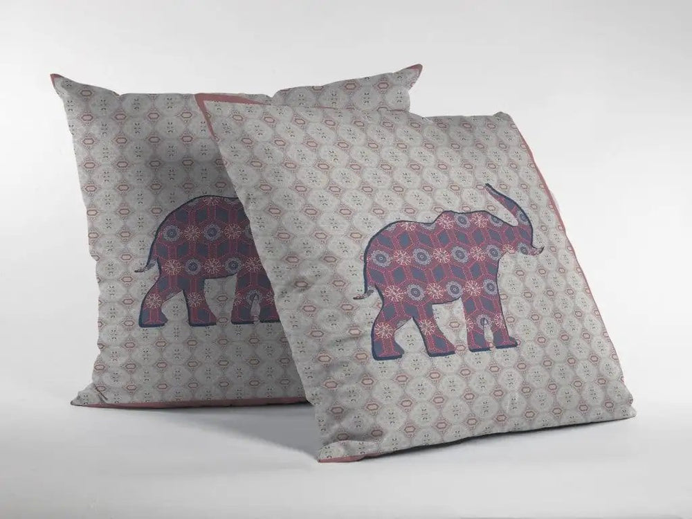 18" Magenta Elephant Zip Suede Throw Pillow - Homeroots - Flyclothing LLC
