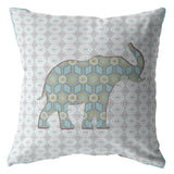 18" Blue Elephant Zip Suede Throw Pillow - Homeroots - Flyclothing LLC