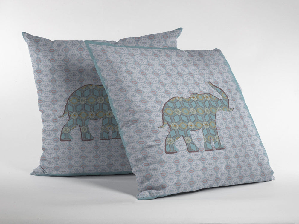18" Blue Elephant Zip Suede Throw Pillow - Homeroots - Flyclothing LLC