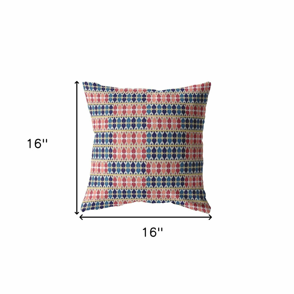16" Red Blue Spades Zippered Suede Throw Pillow - Homeroots - Flyclothing LLC